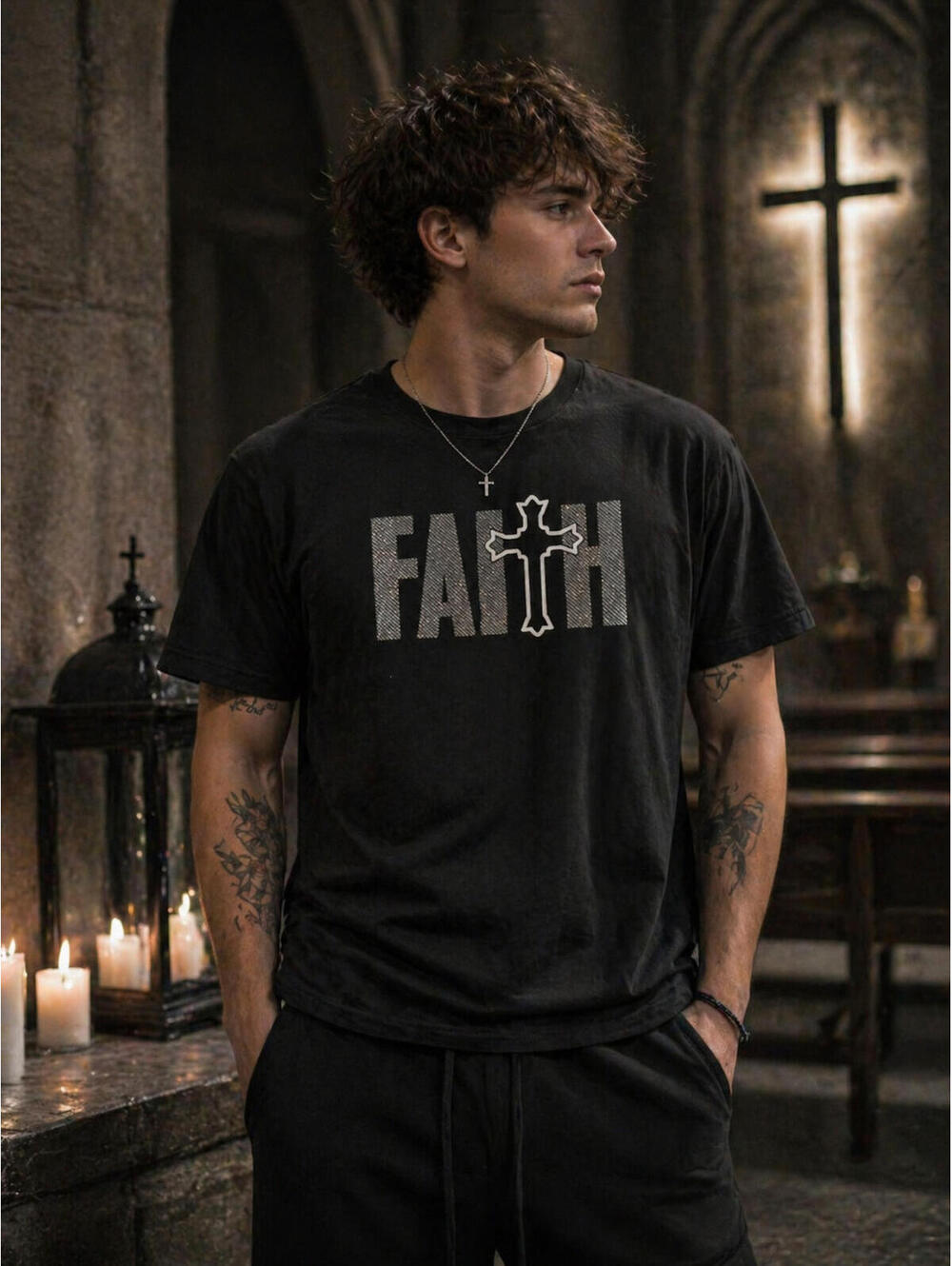 FAITH Cross Graphic Tee – Men’s 3XL | Black Christian Street